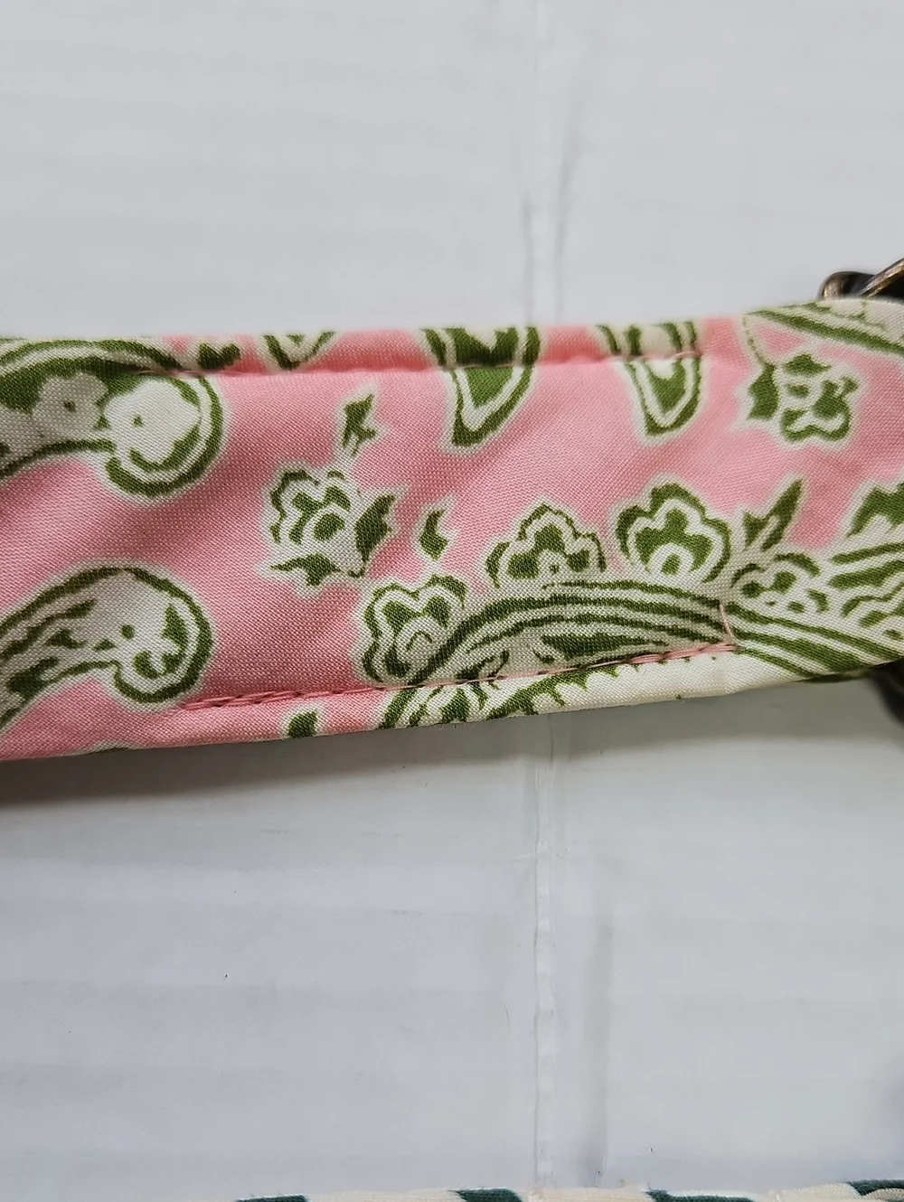 J. Crew Fabric Belts- Set Of 2 Pink Paisley + Cream Stripe with Antique Buckles